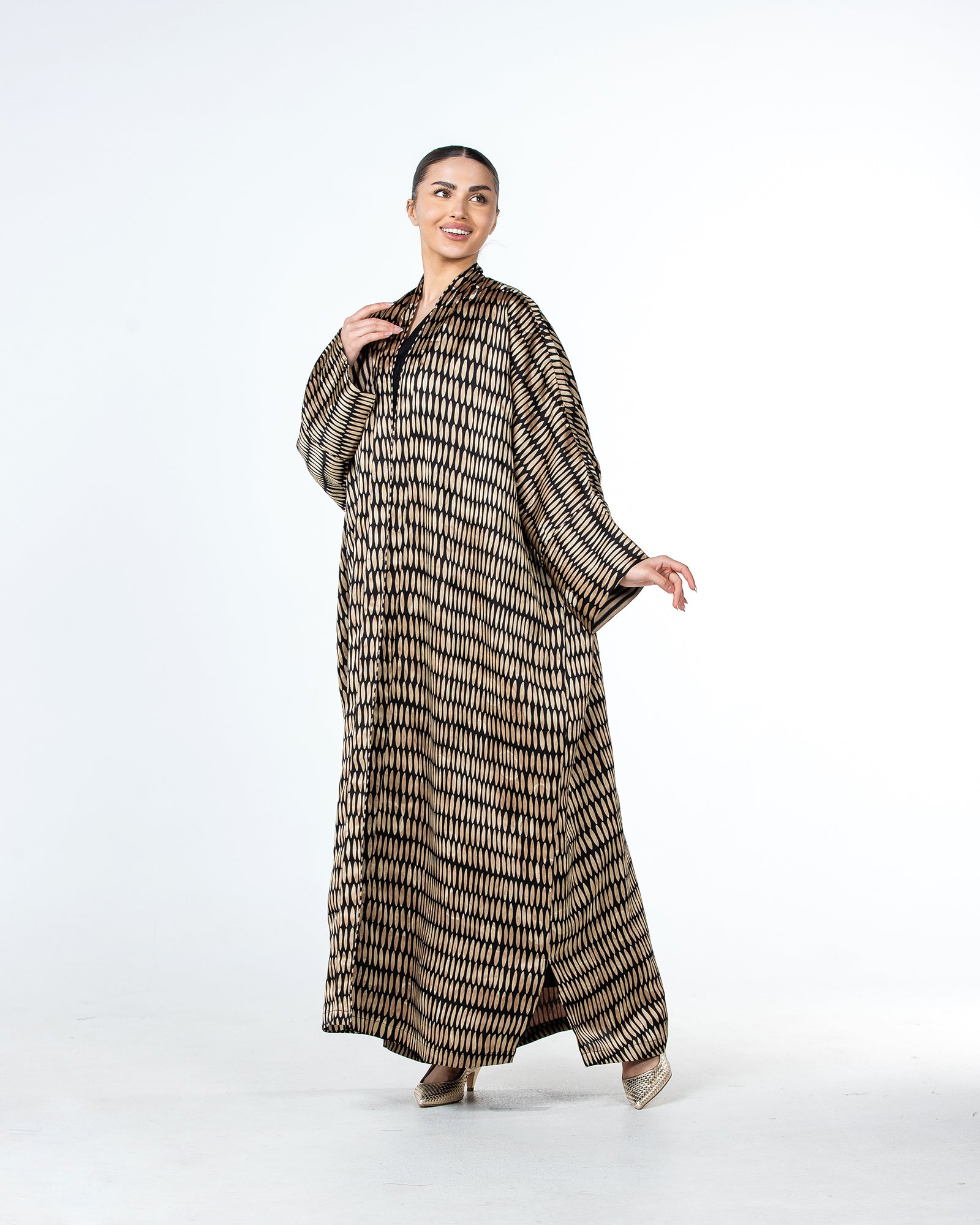 Myra – Printed Viscose Linen Kaftan Abaya