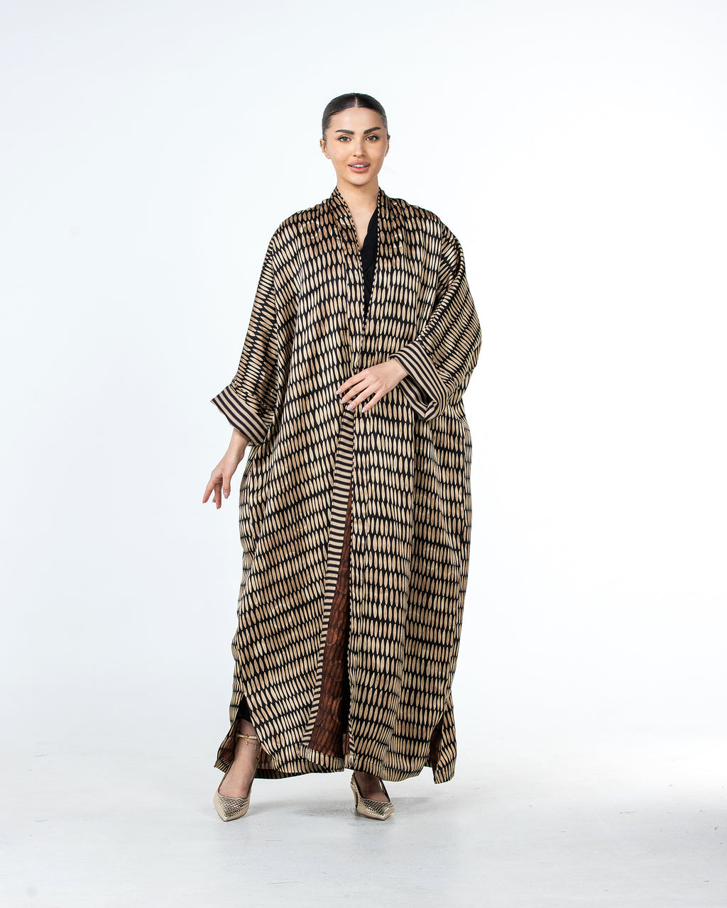 Myra – Printed Viscose Linen Kaftan Abaya