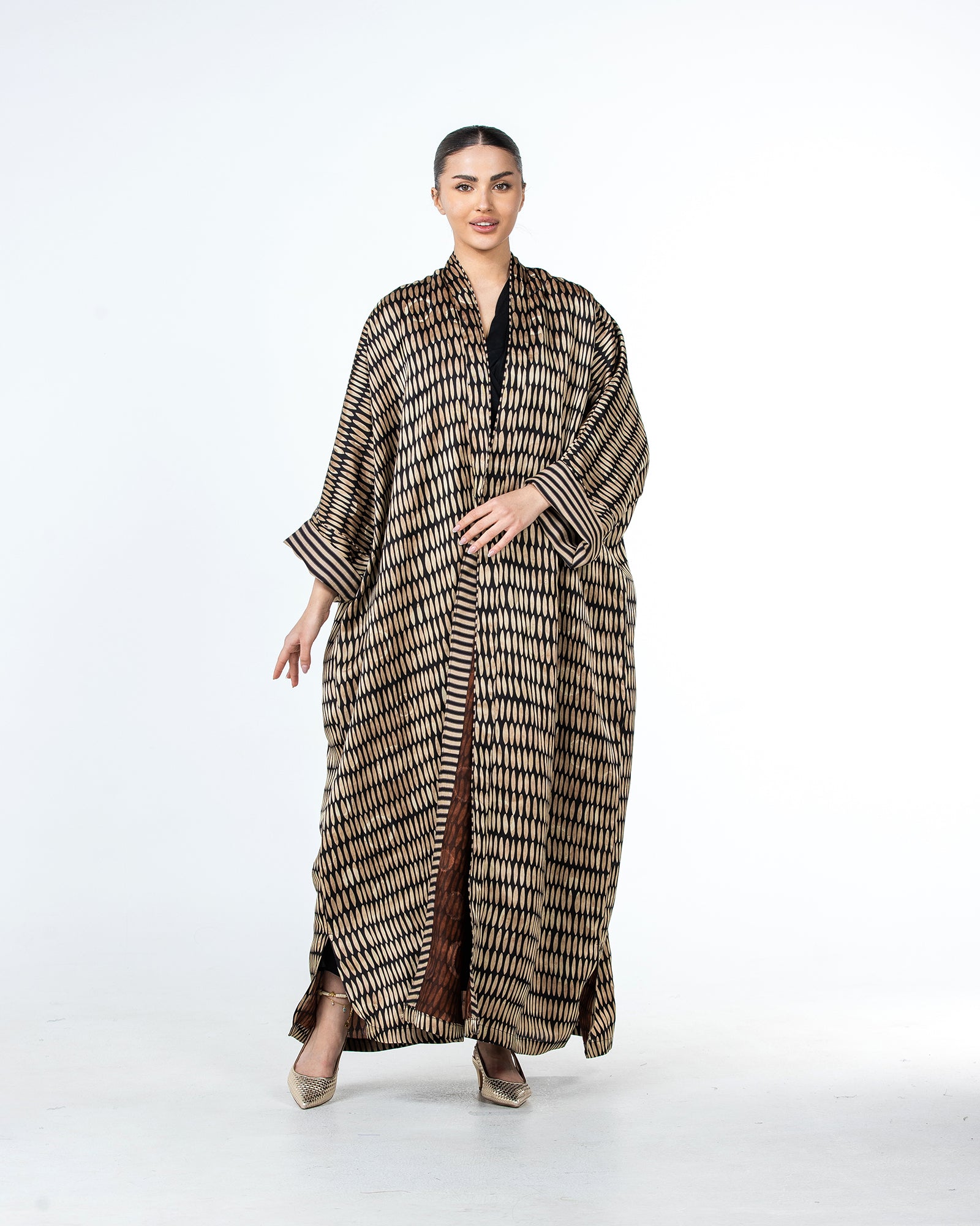 Myra – Printed Viscose Linen Kaftan Abaya