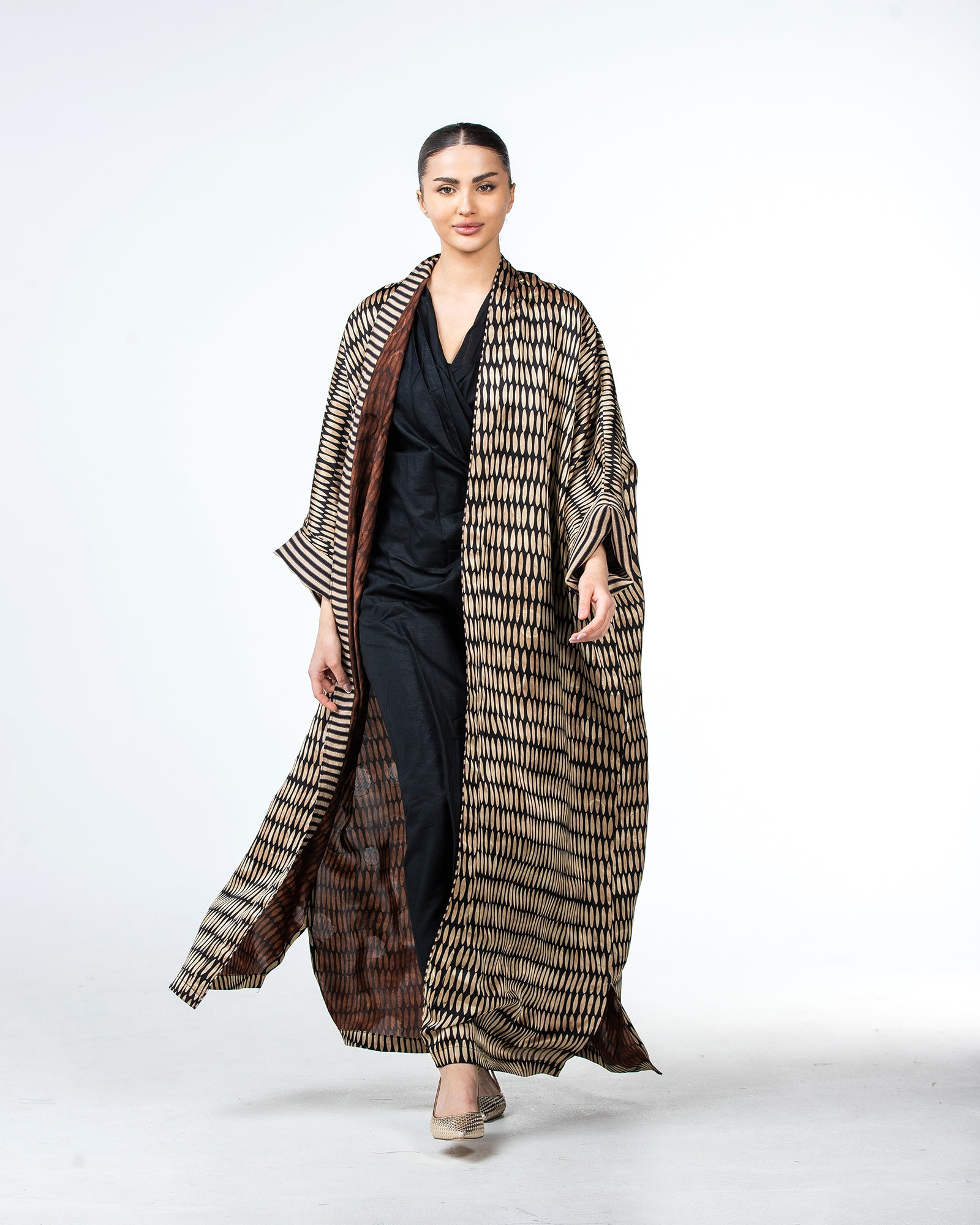 Myra – Printed Viscose Linen Kaftan Abaya
