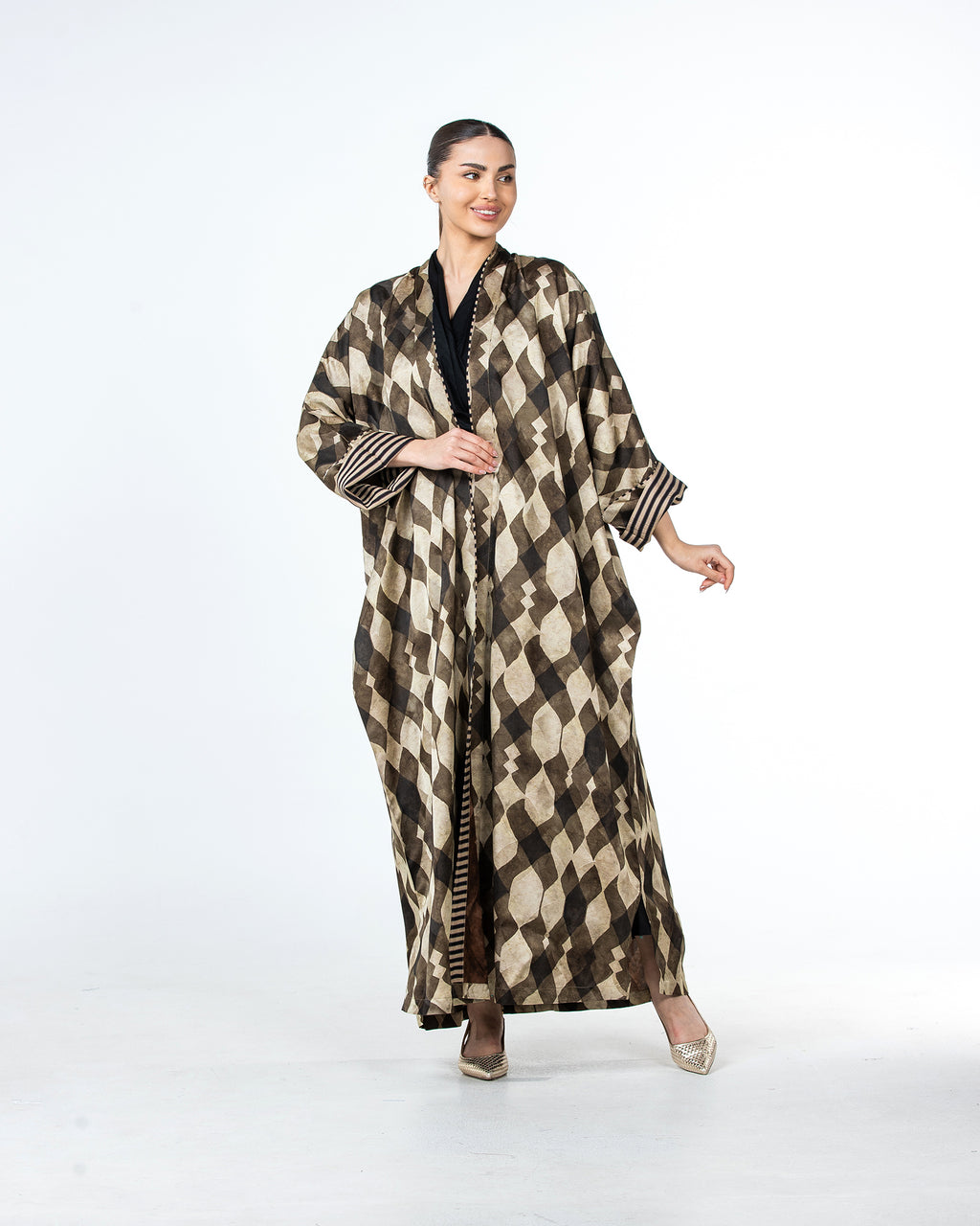 Myra – Printed Viscose Linen Kaftan Abaya
