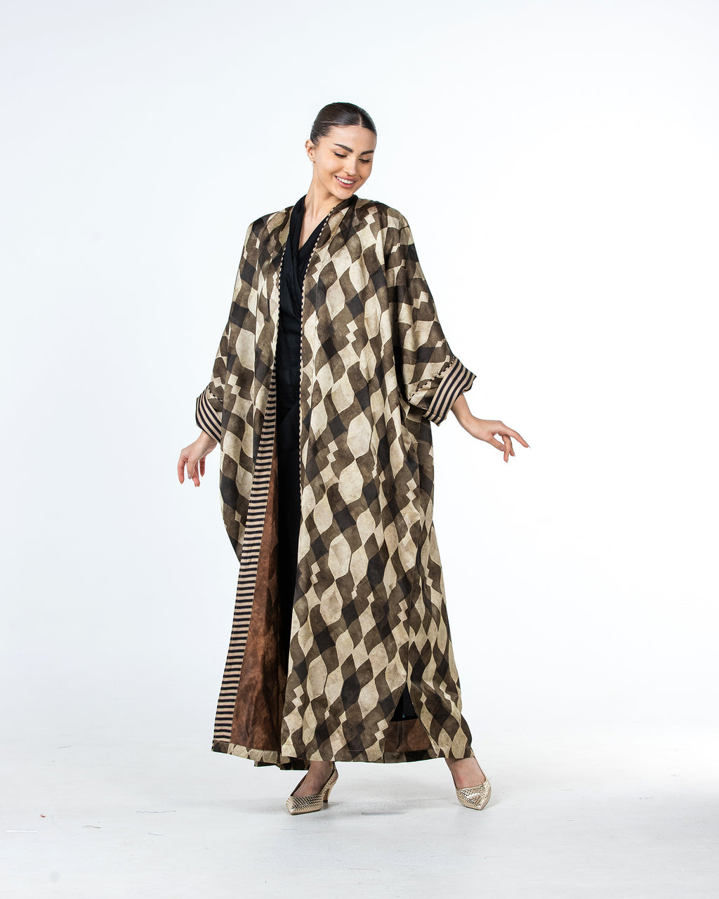 Myra – Printed Viscose Linen Kaftan Abaya
