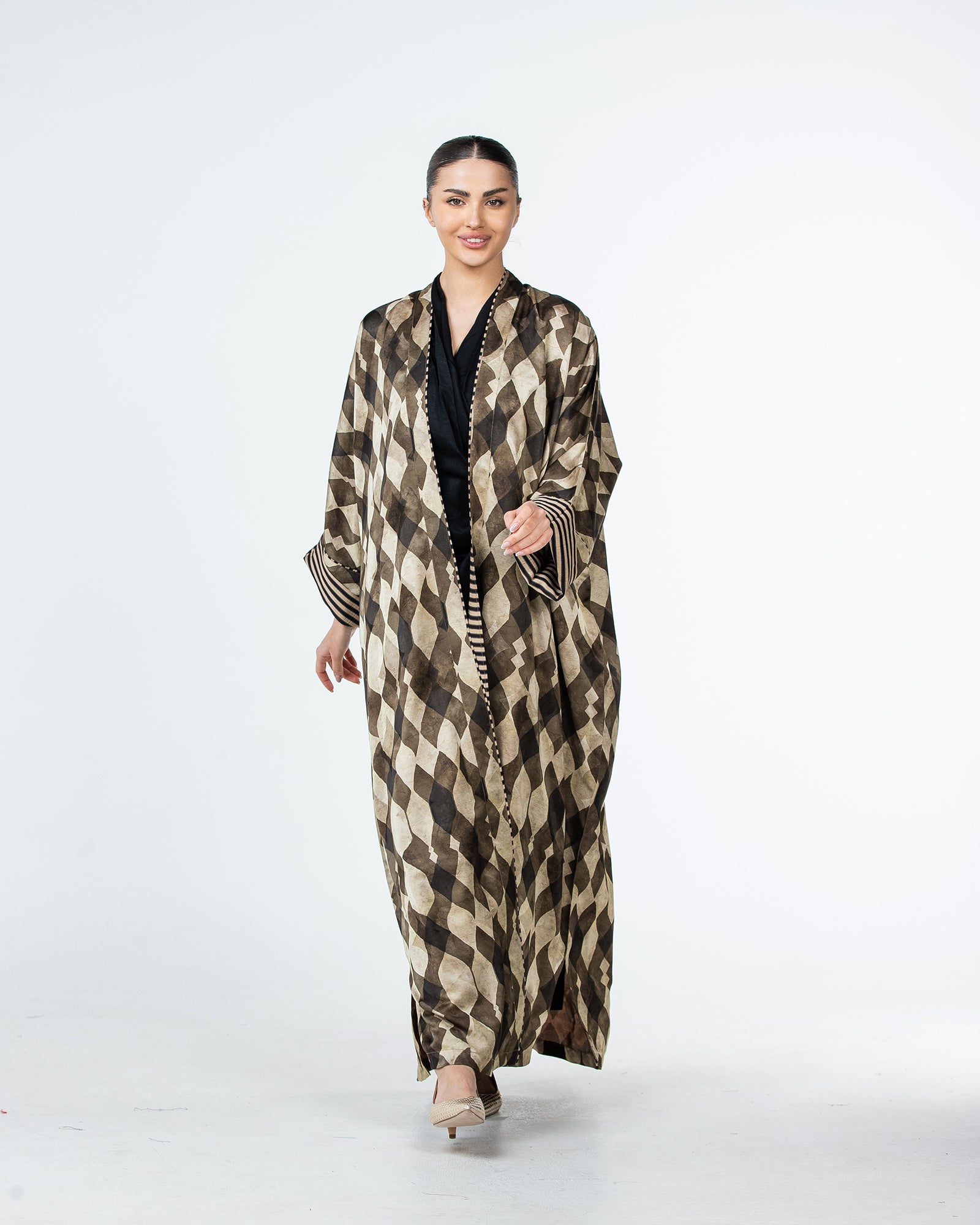 Myra – Printed Viscose Linen Kaftan Abaya