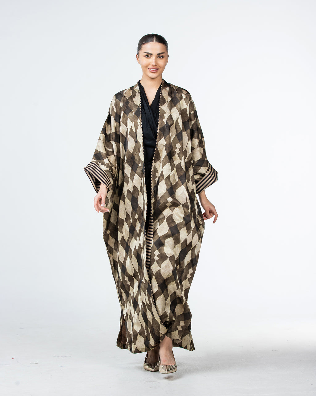 Myra – Printed Viscose Linen Kaftan Abaya