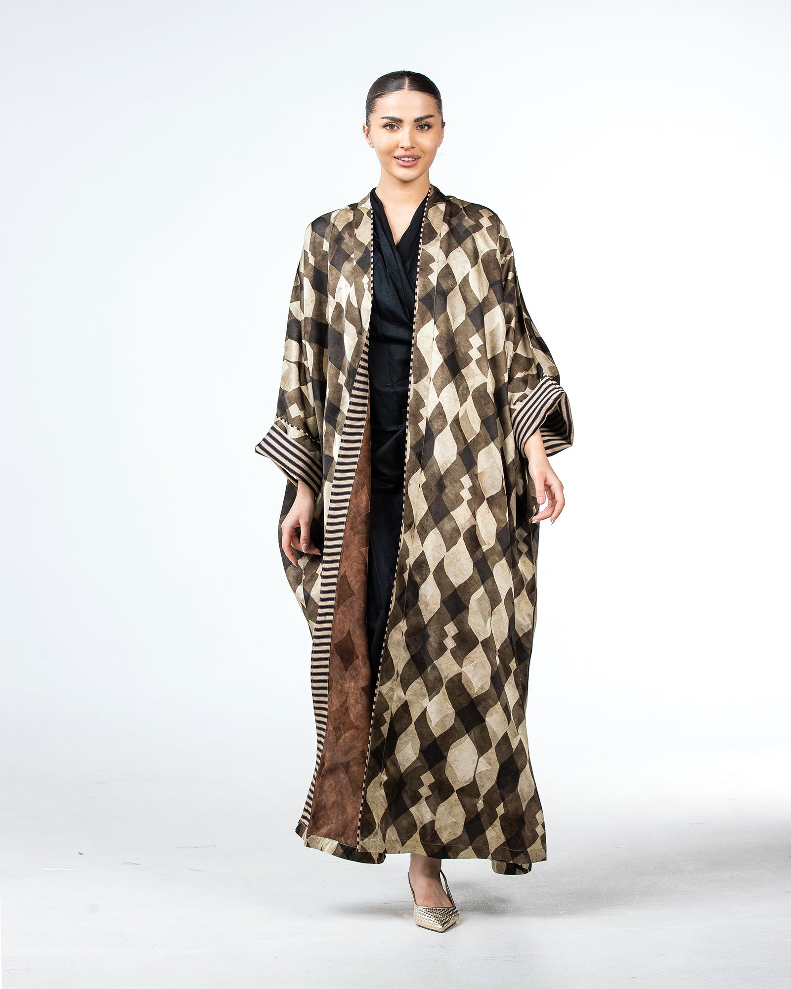 Myra – Printed Viscose Linen Kaftan Abaya
