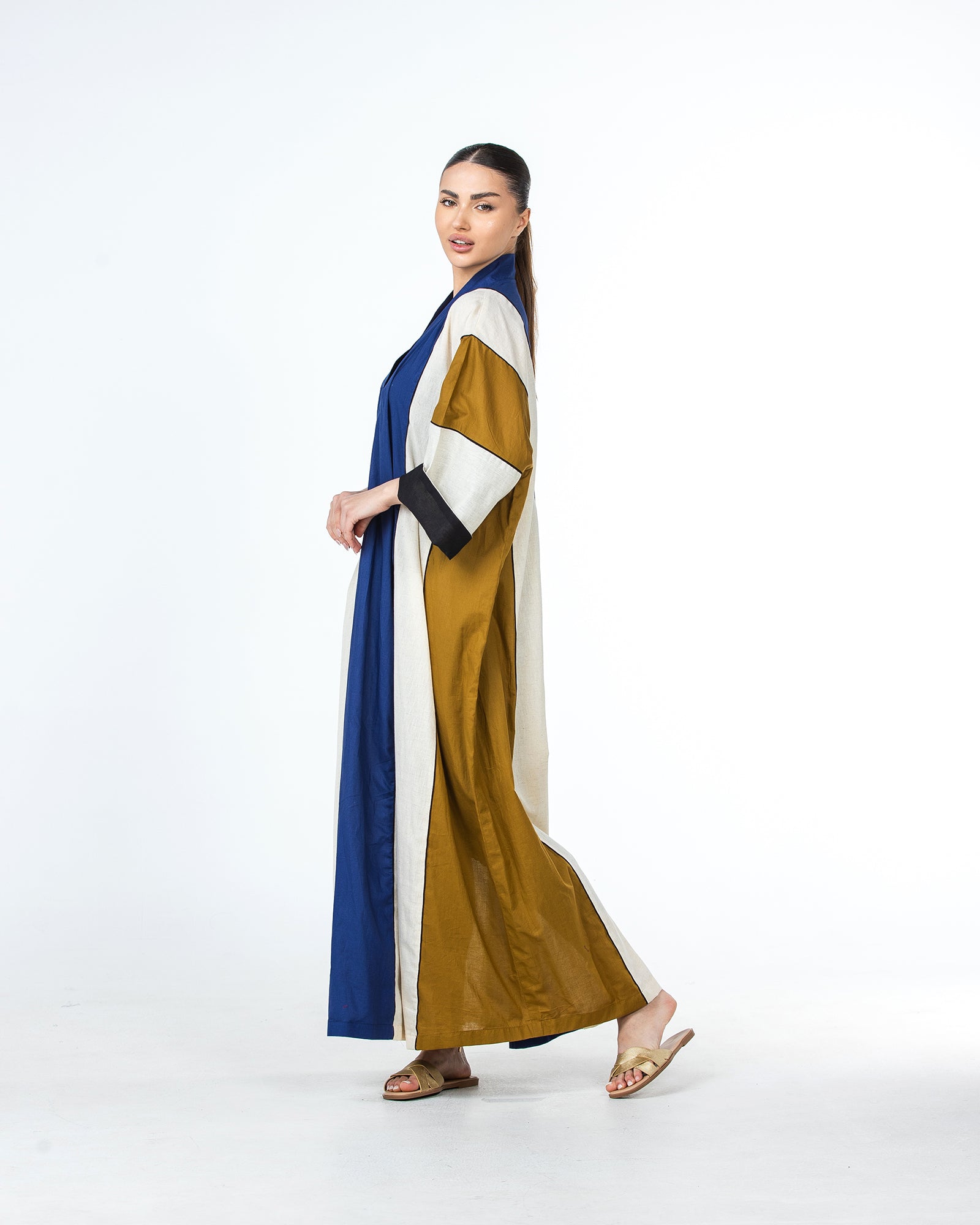  Aisha – Colorblock Cotton Flared Kaftan