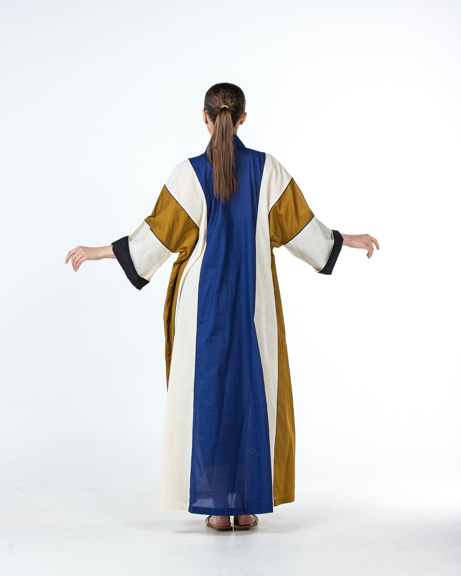  Aisha – Colorblock Cotton Flared Kaftan