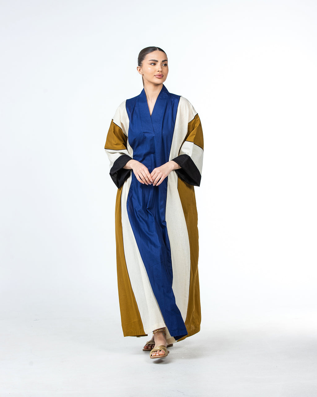  Aisha – Colorblock Cotton Flared Kaftan