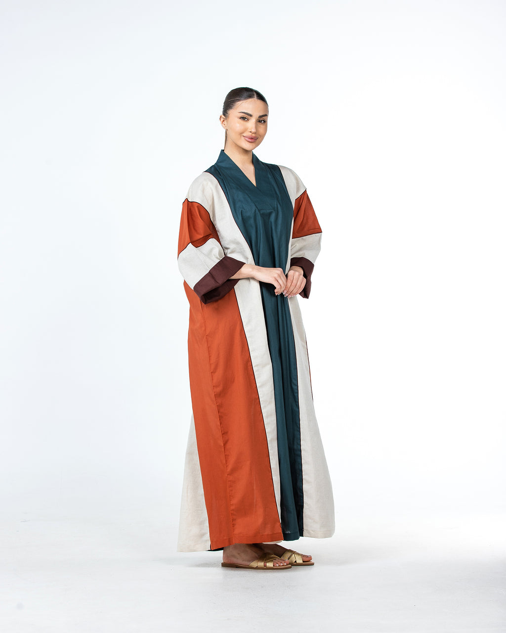  Aisha – Colorblock Cotton Flared Kaftan