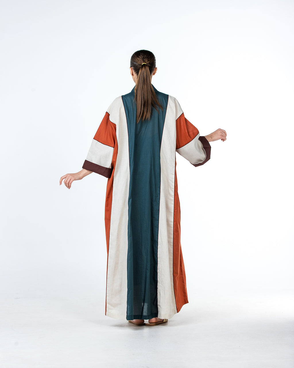 Aisha – Colorblock Cotton Flared Kaftan