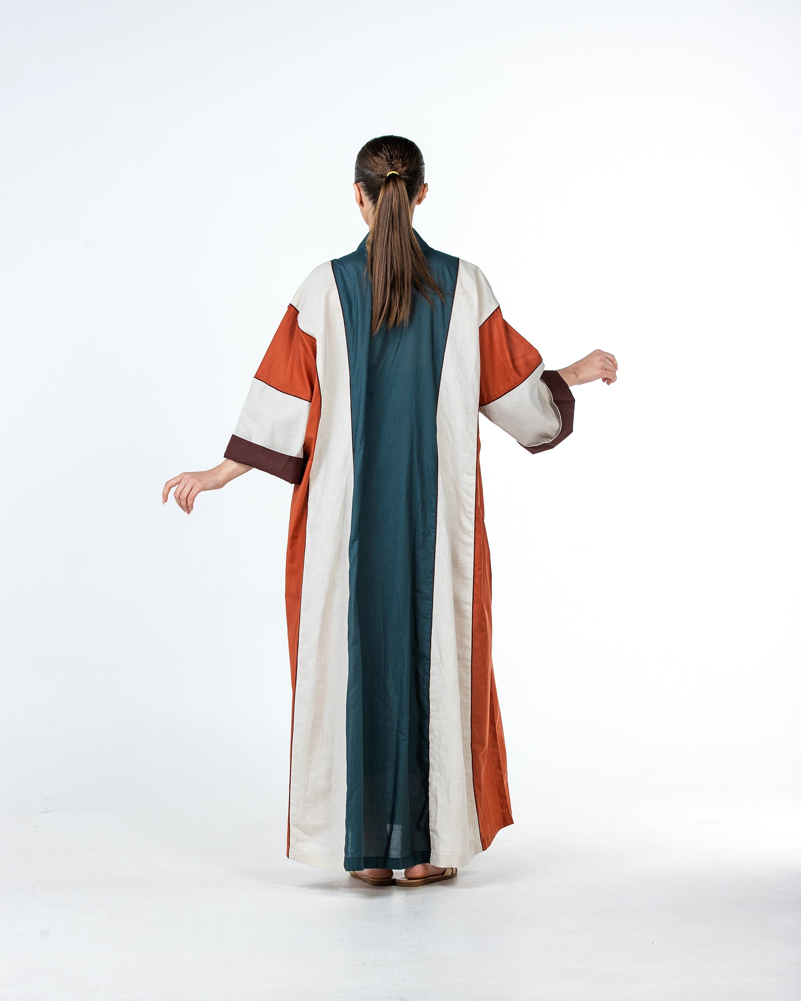  Aisha – Colorblock Cotton Flared Kaftan