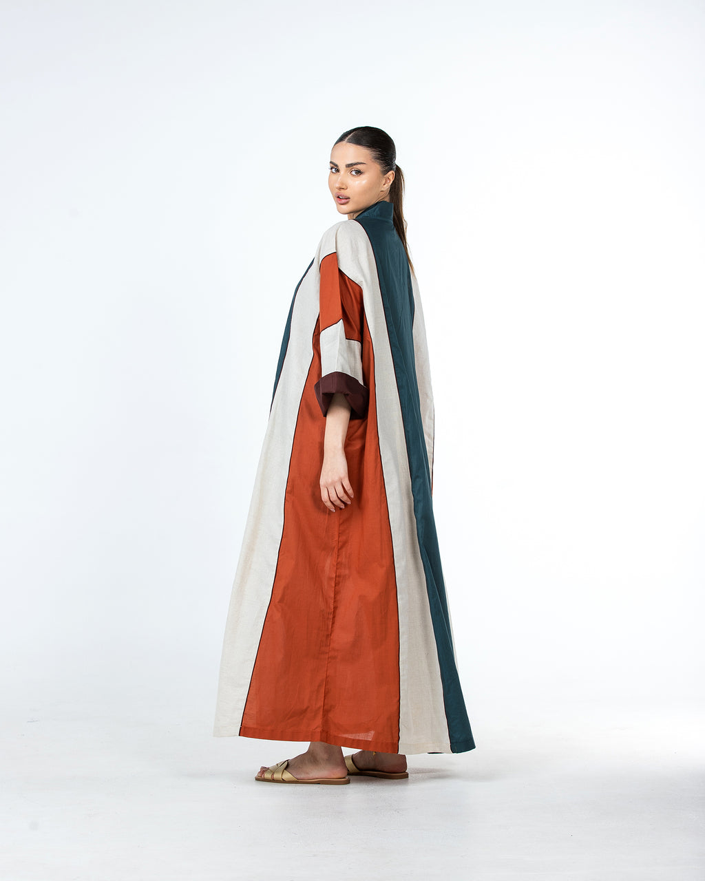  Aisha – Colorblock Cotton Flared Kaftan