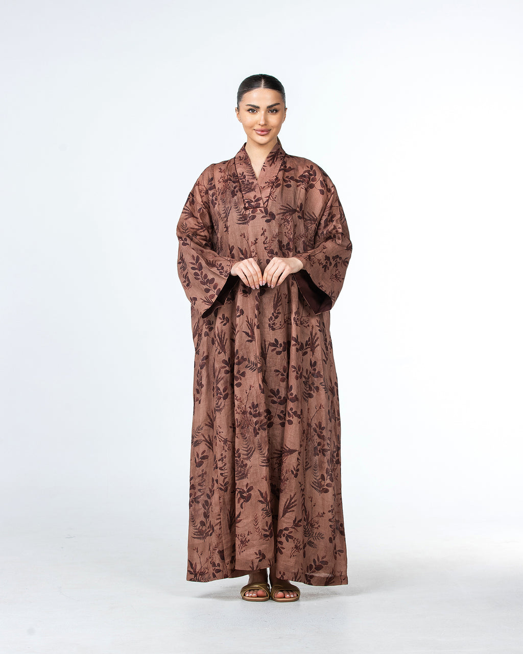 Lilian - Floral Printed Linen Flared Kaftan