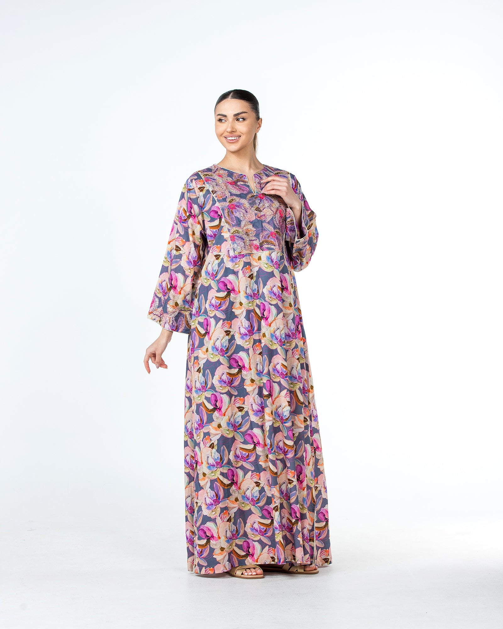 Mashail – Embroidered Cotton Mukhawar Dress