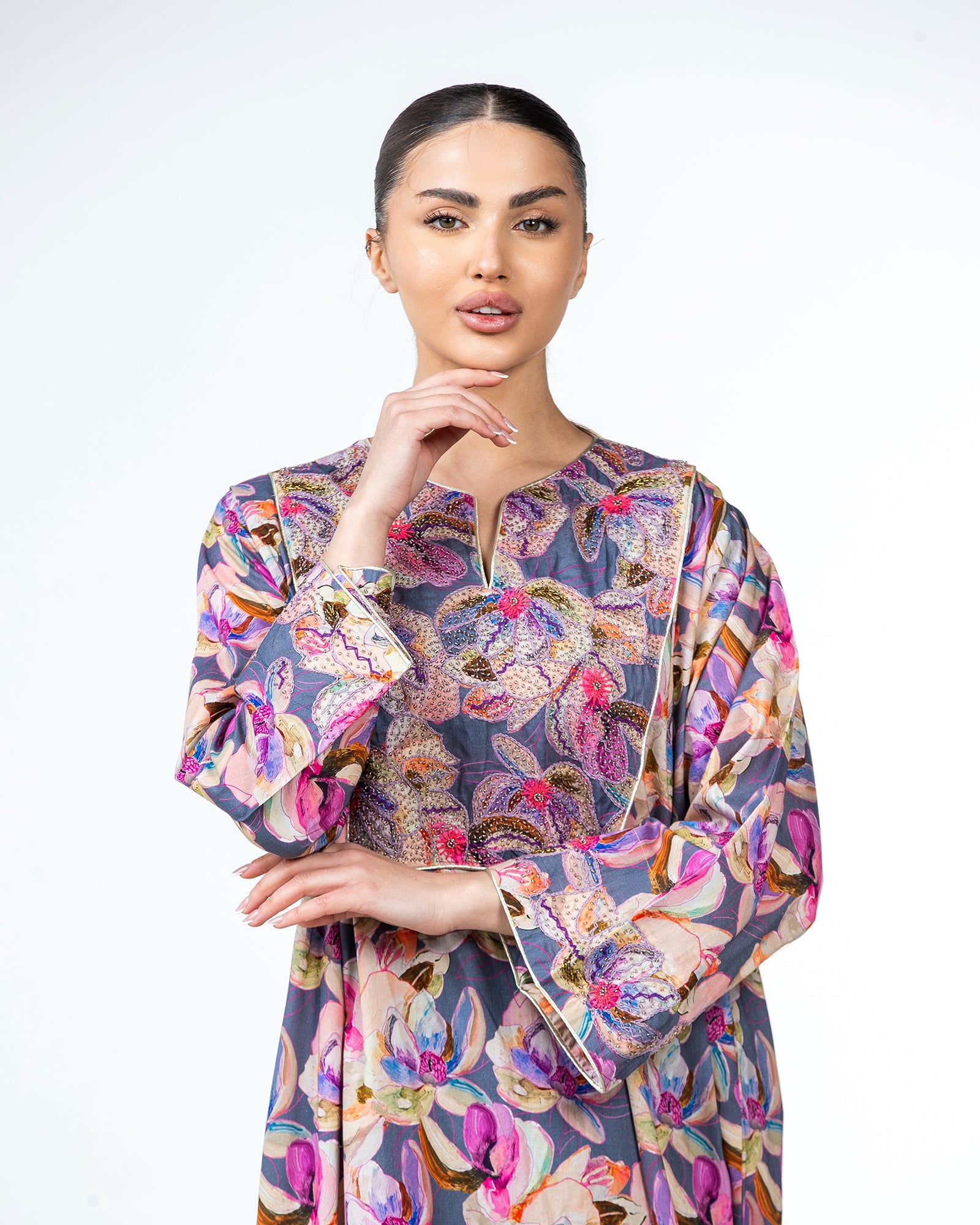 Mashail – Embroidered Cotton Mukhawar Dress