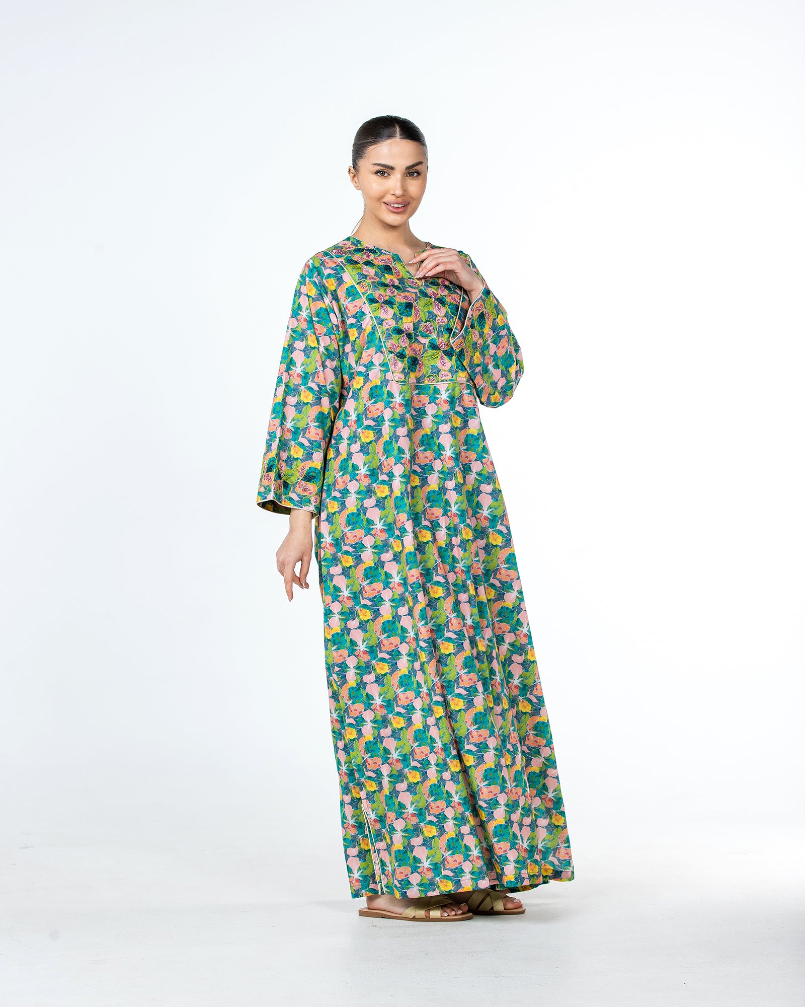 Mashail – Embroidered Cotton Mukhawar Dress