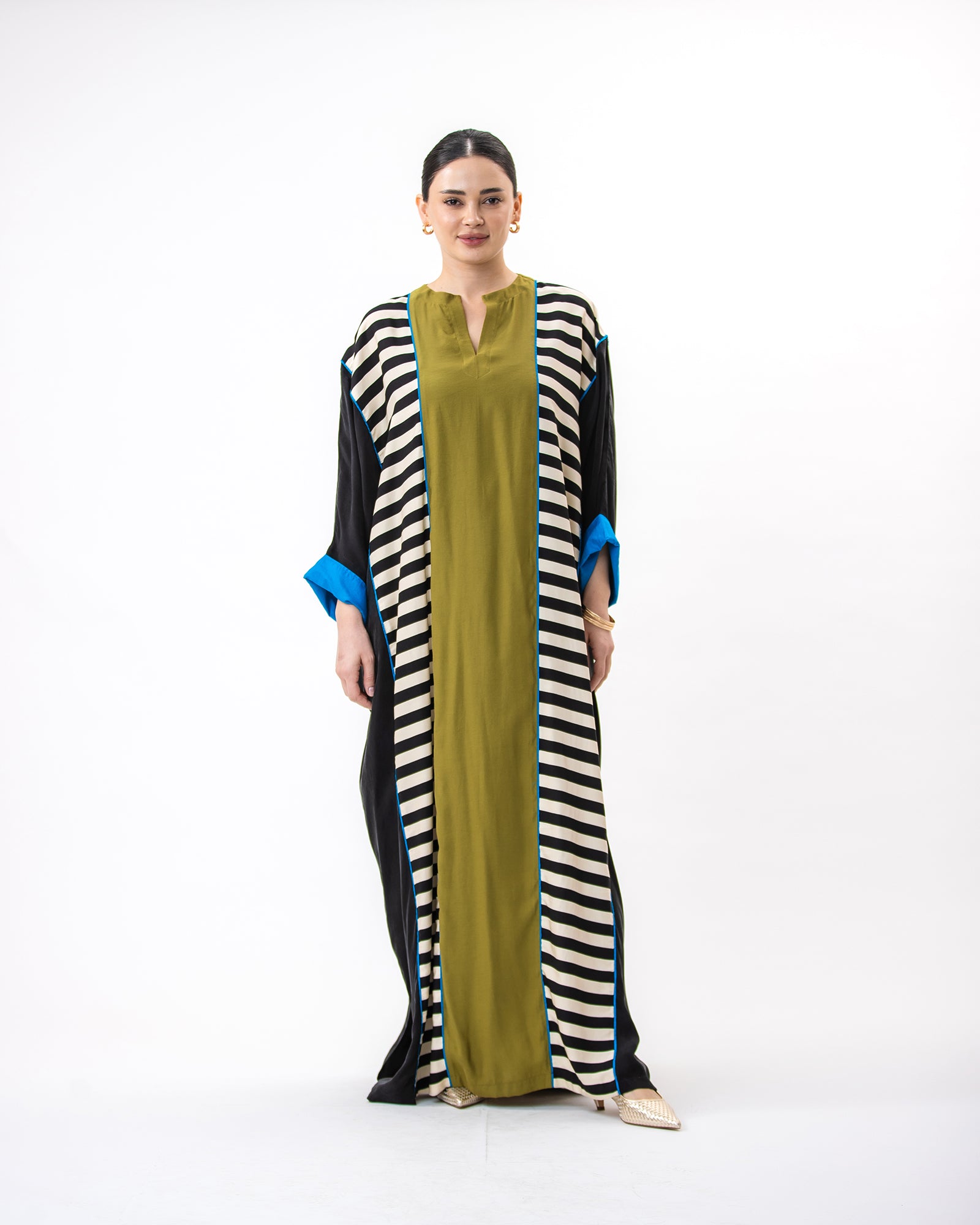Moment Striped – Paneled Jalabiya Dress