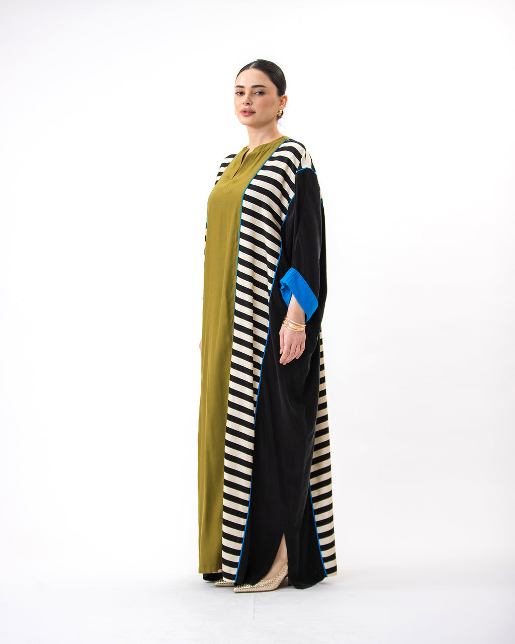 Moment Striped – Paneled Jalabiya Dress