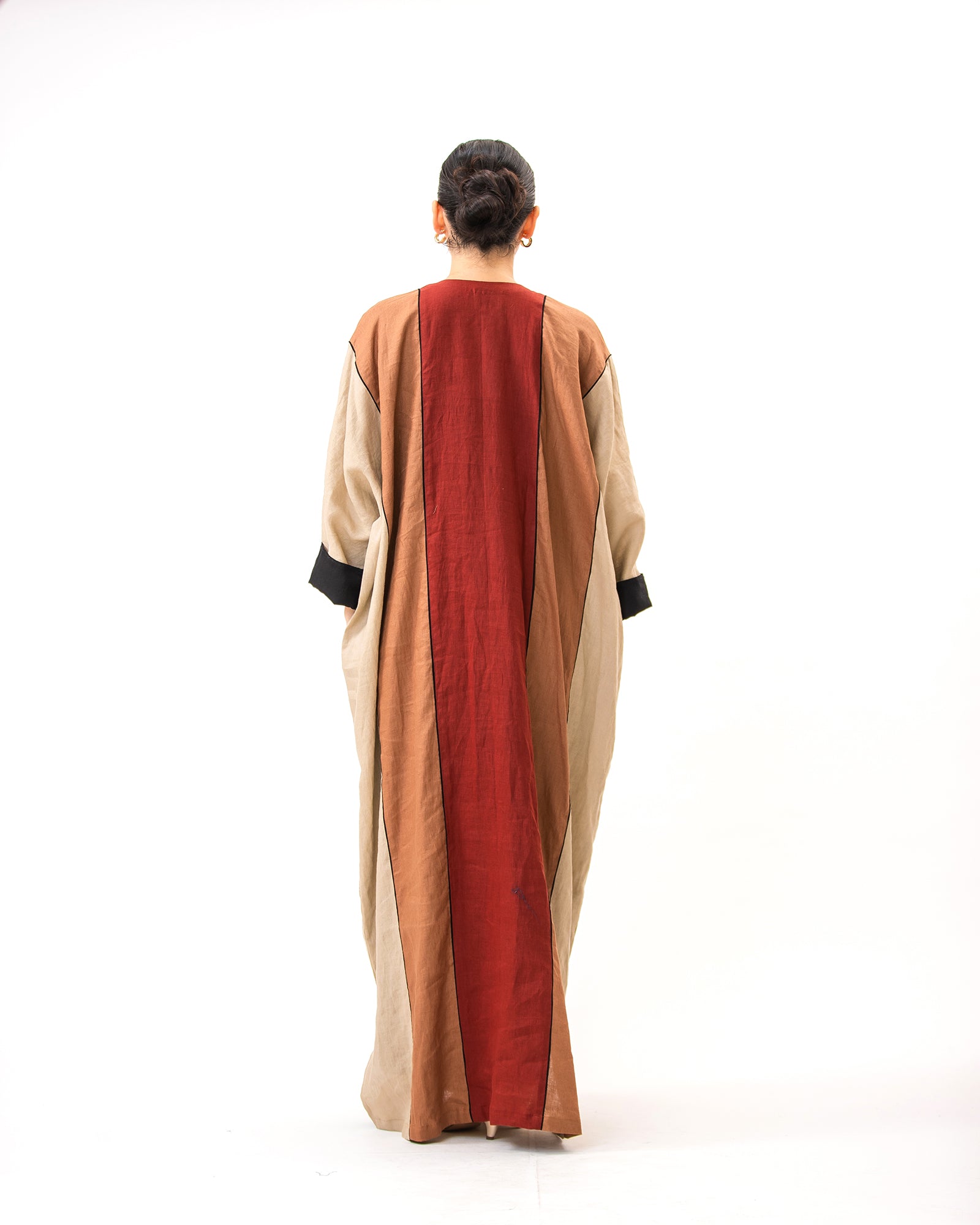 Momen Ramadan – Colorblock Linen Kaftan Dress