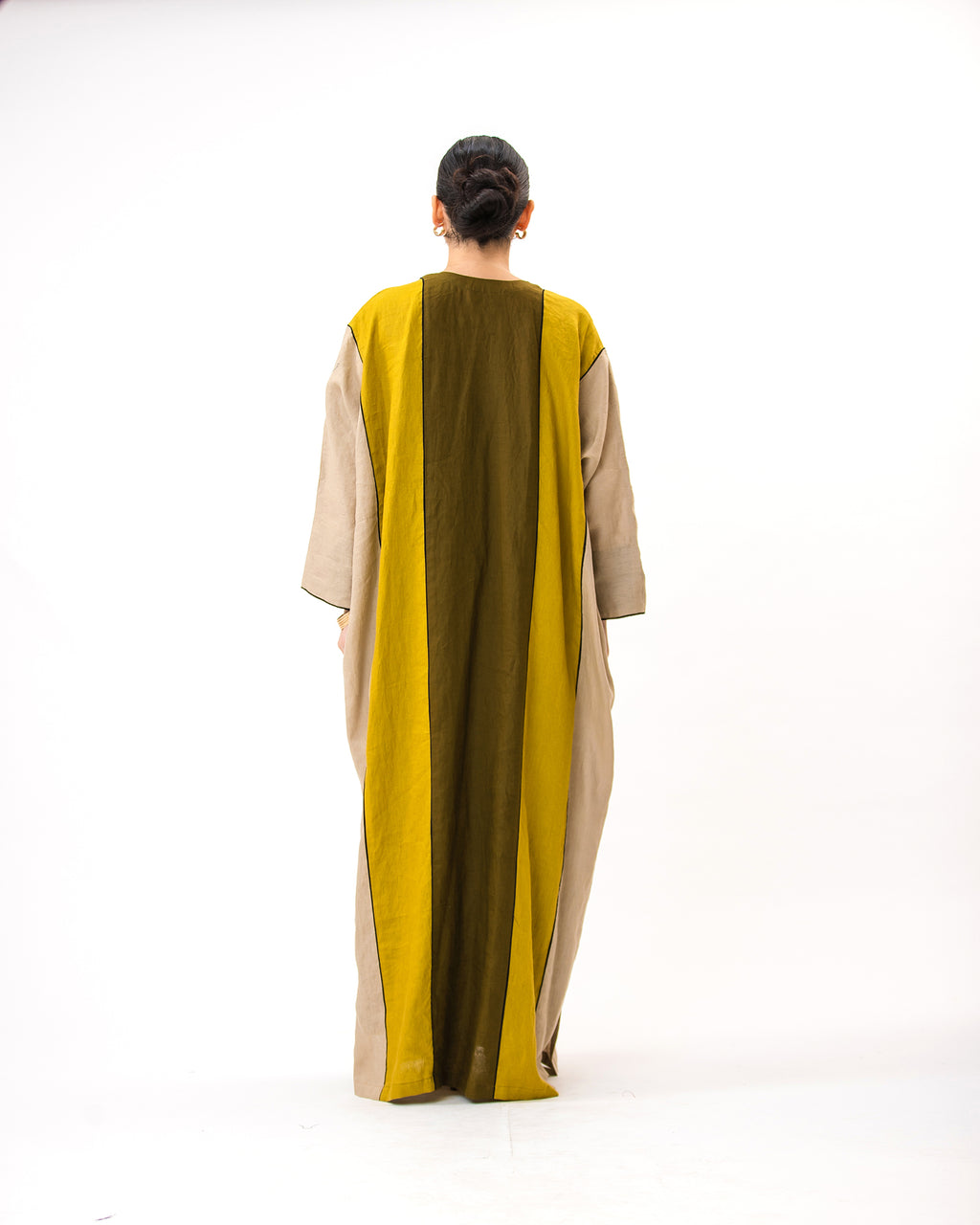 Momen Ramadan – Colorblock Linen Kaftan Dress