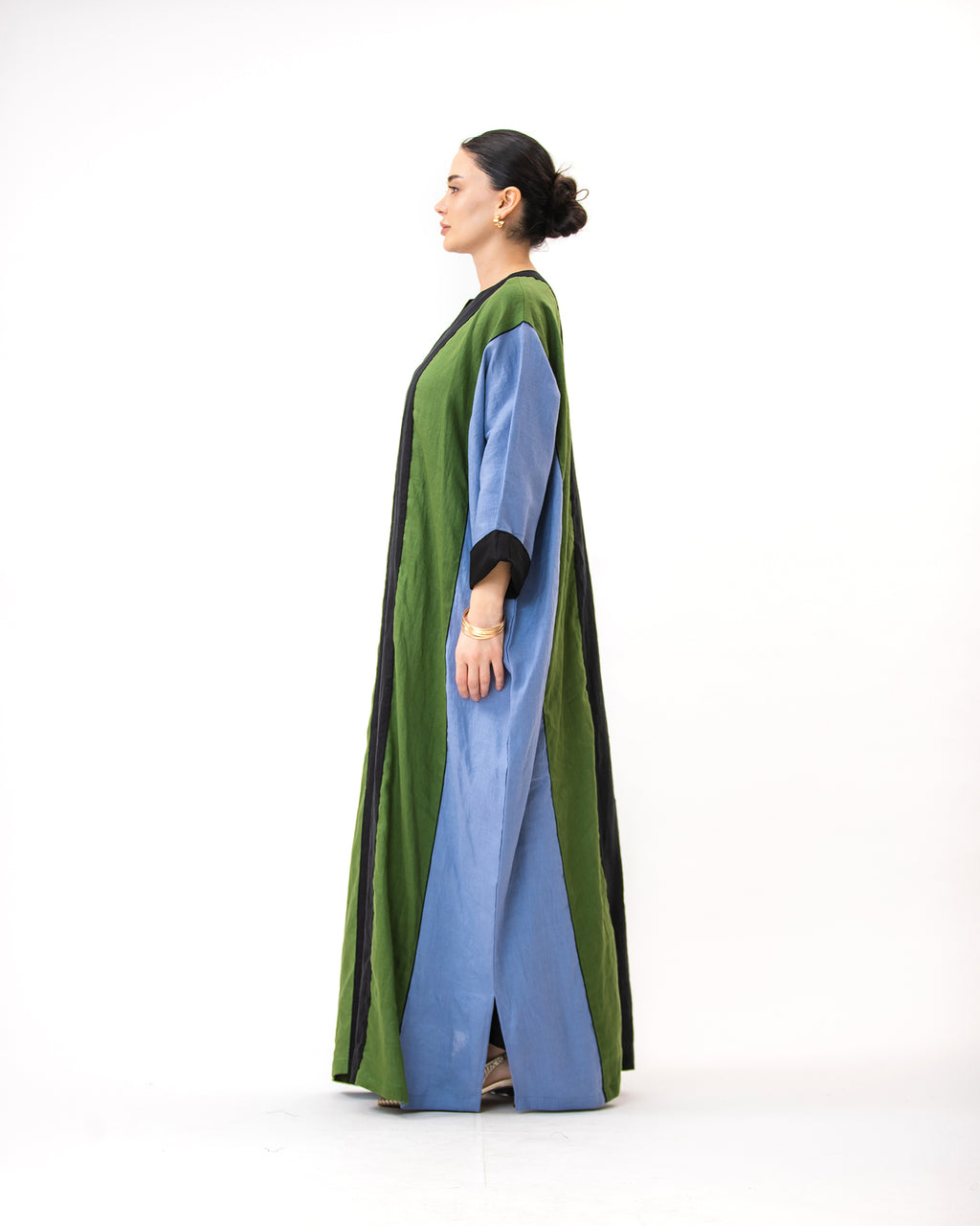 Momen Ramadan – Colorblock Linen Kaftan Dress