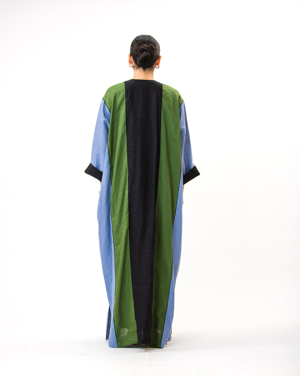Momen Ramadan – Colorblock Linen Kaftan Dress
