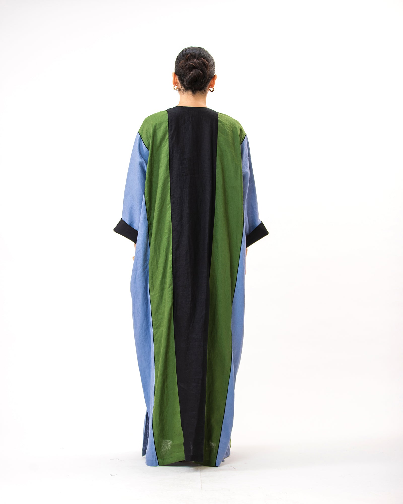 Momen Ramadan – Colorblock Linen Kaftan Dress