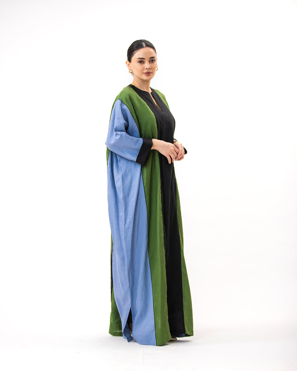 Momen Ramadan – Colorblock Linen Kaftan Dress