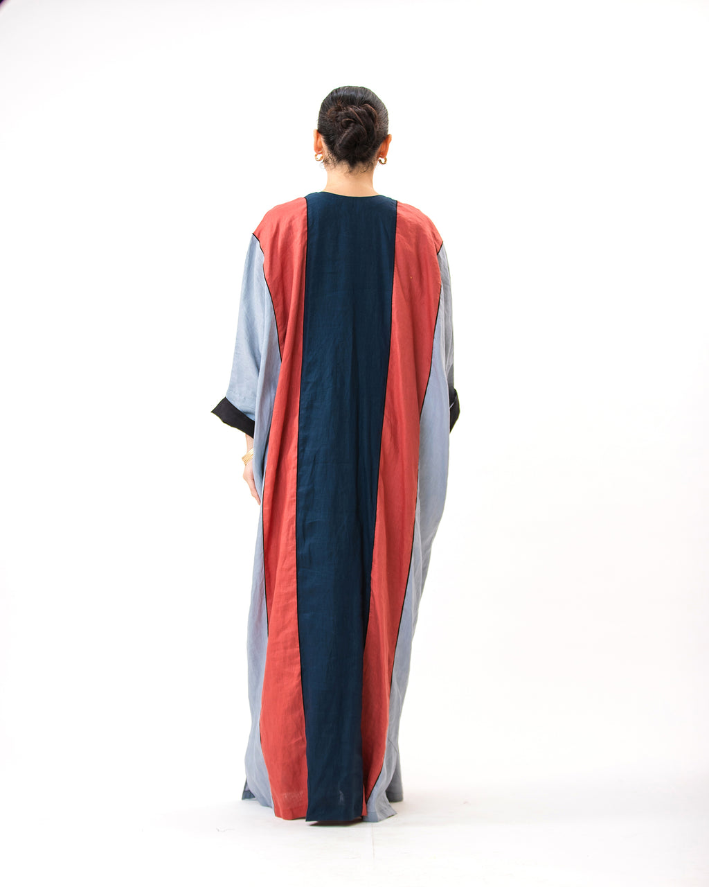 Momen Ramadan – Colorblock Linen Kaftan Dress
