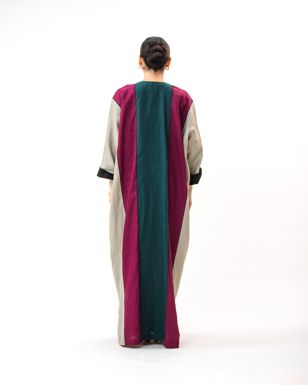 Momen Ramadan – Colorblock Linen Kaftan Dress