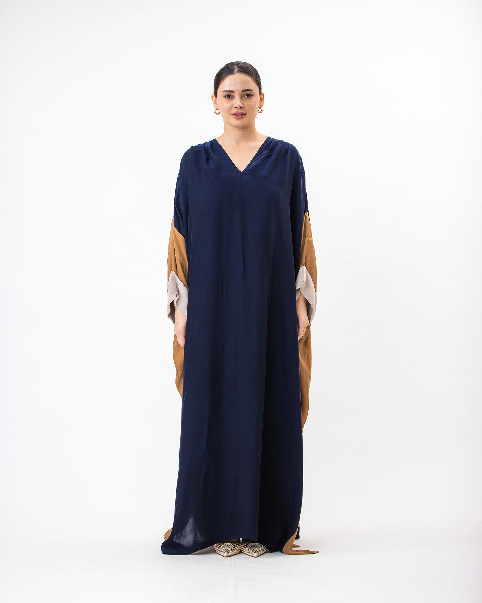 Hanadi – Colorblock Washed Silk Kaftan