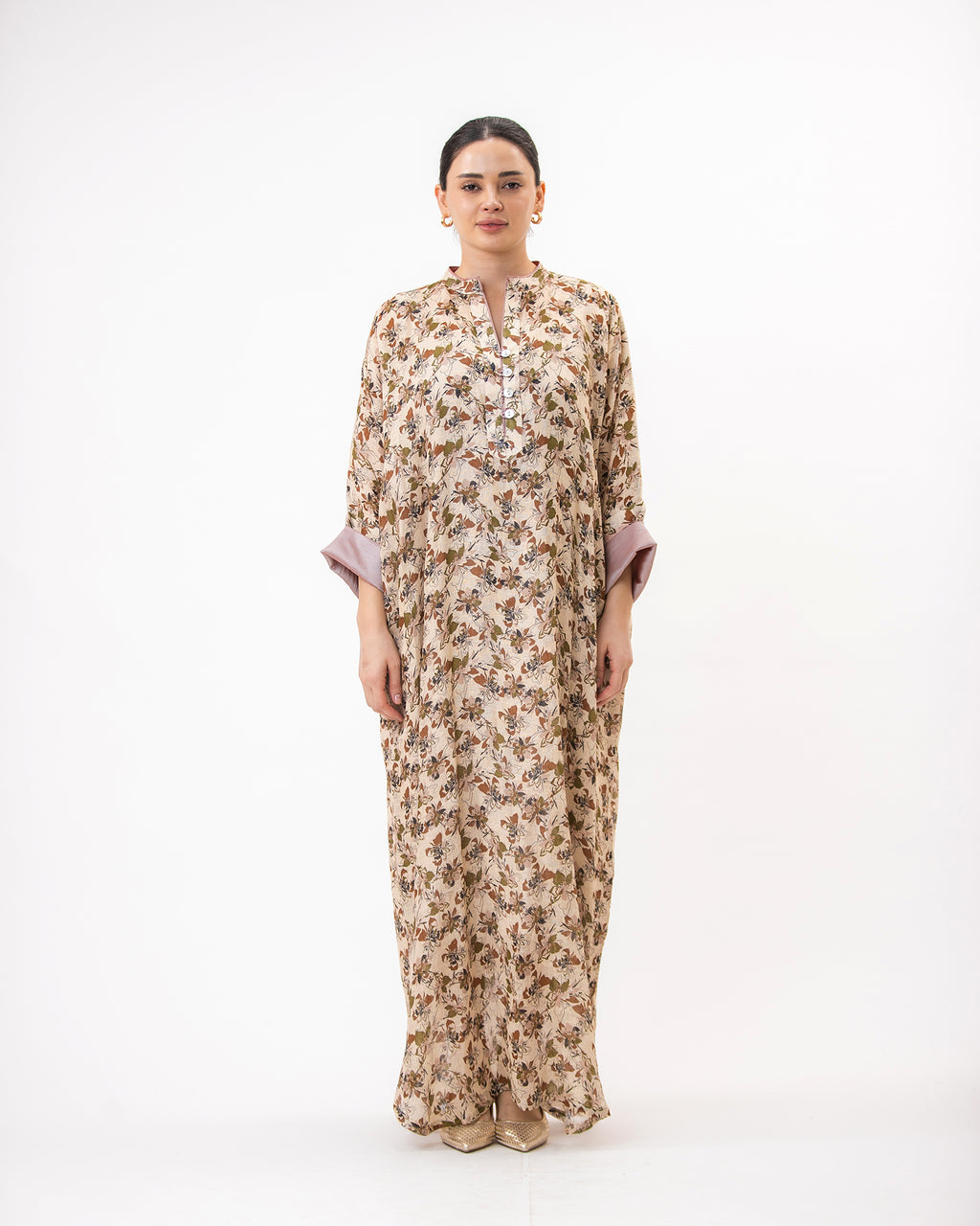  Haneen – Printed Linen Kaftan Dress