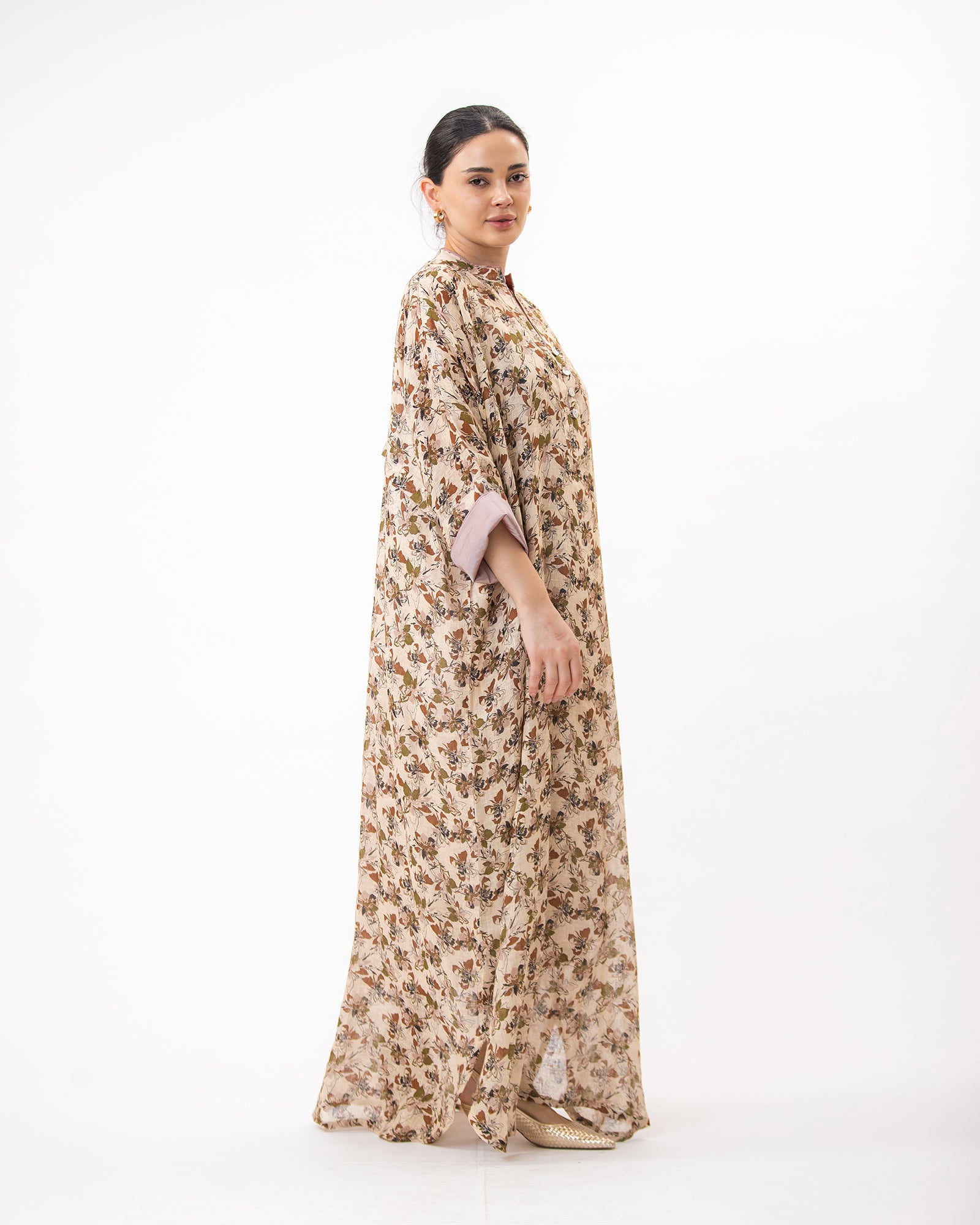  Haneen – Printed Linen Kaftan Dress