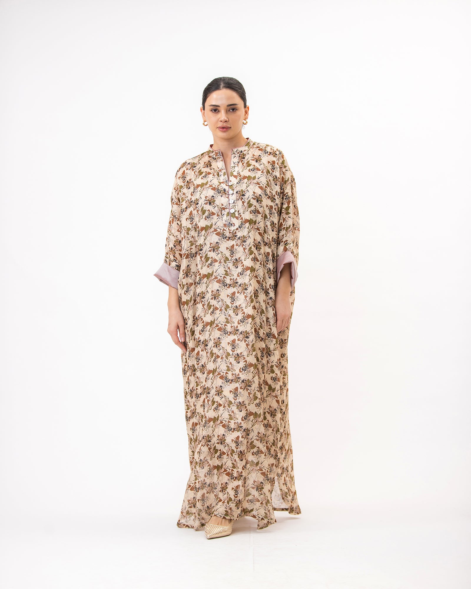  Haneen – Printed Linen Kaftan Dress