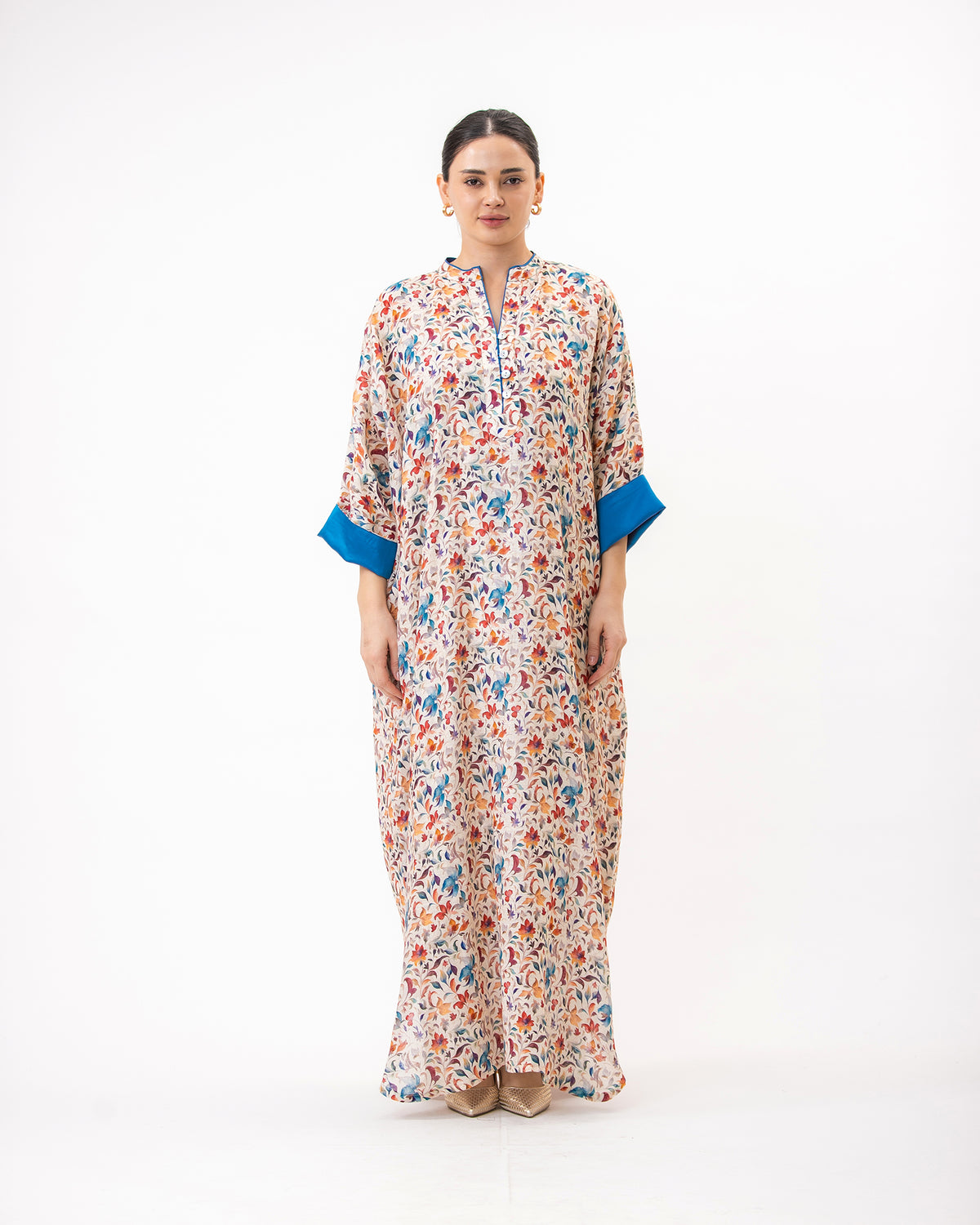  Haneen – Printed Linen Kaftan Dress