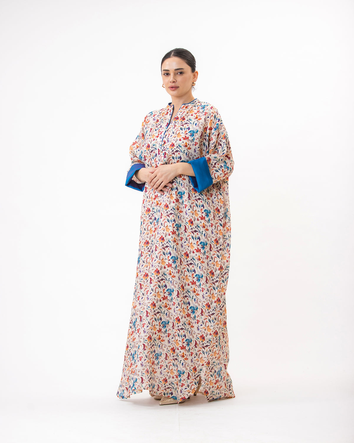  Haneen – Printed Linen Kaftan Dress