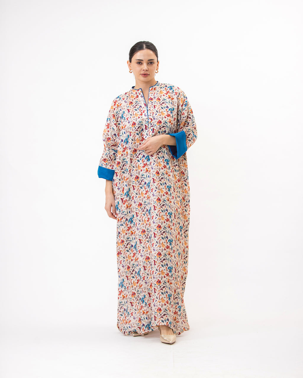  Haneen – Printed Linen Kaftan Dress