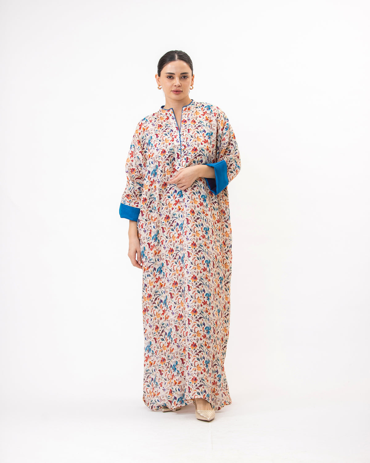  Haneen – Printed Linen Kaftan Dress