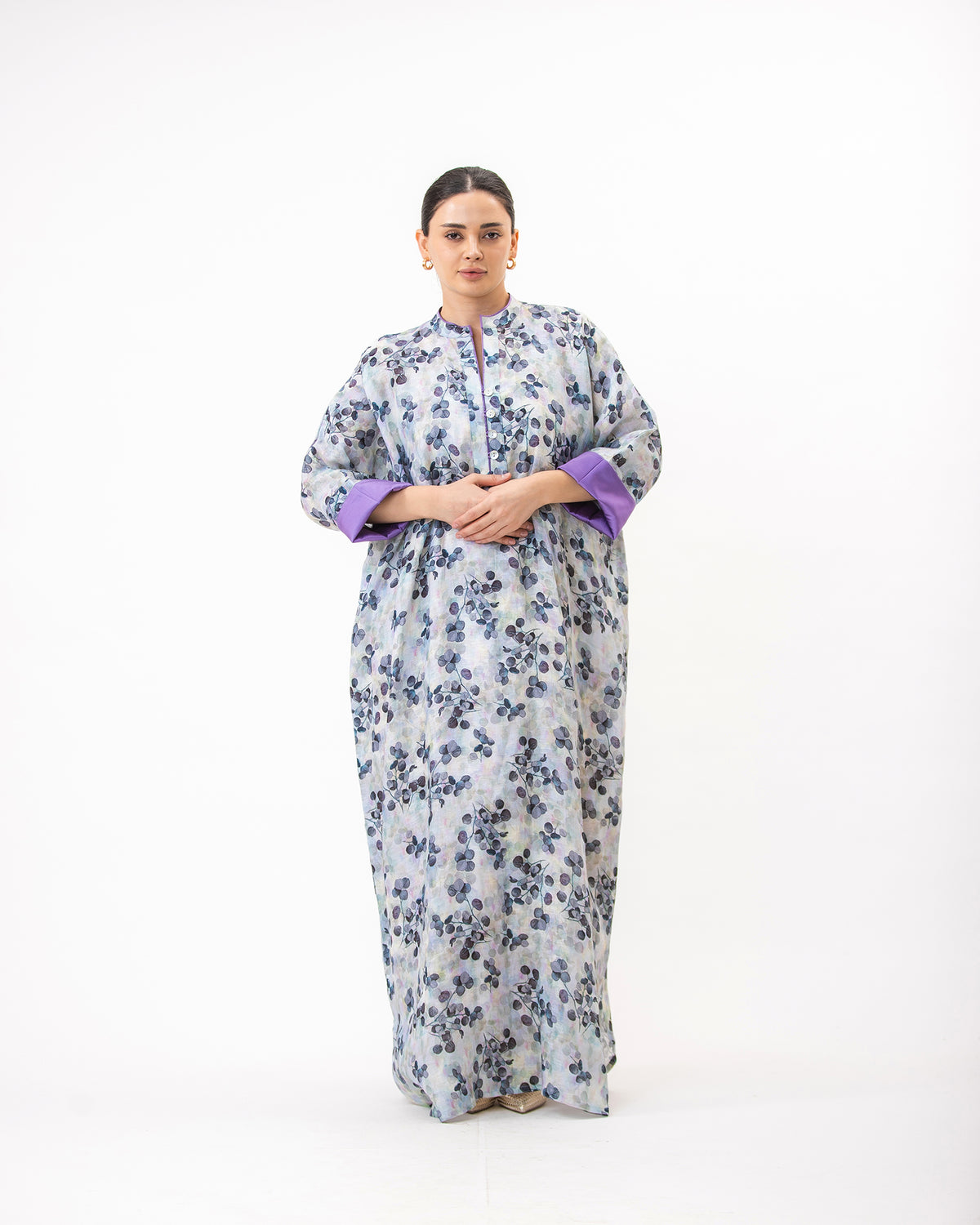  Haneen – Printed Linen Kaftan Dress