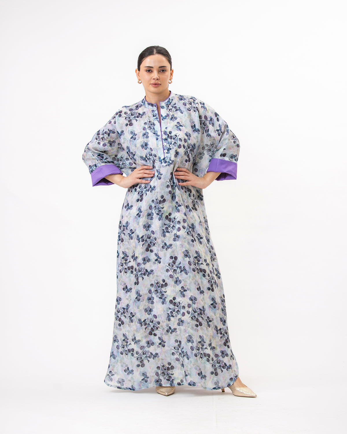  Haneen – Printed Linen Kaftan Dress