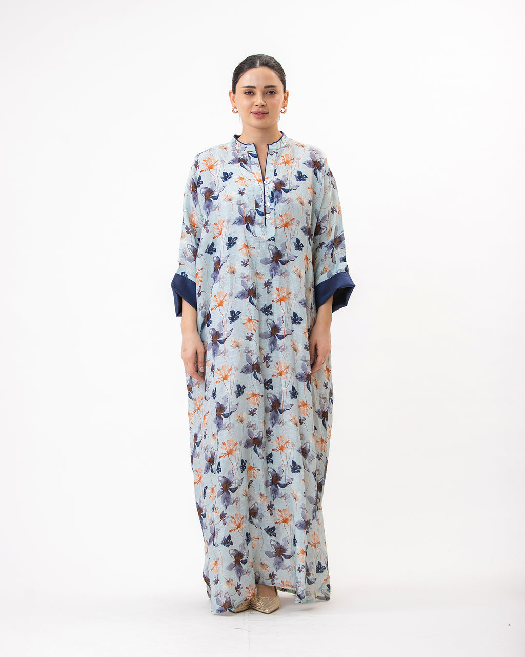  Haneen – Printed Linen Kaftan Dress