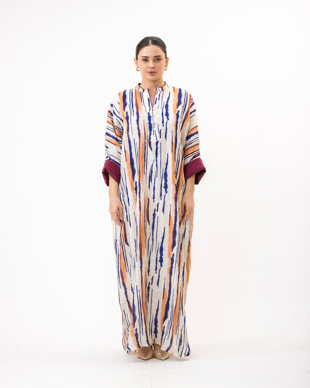  Haneen – Printed Linen Kaftan Dress