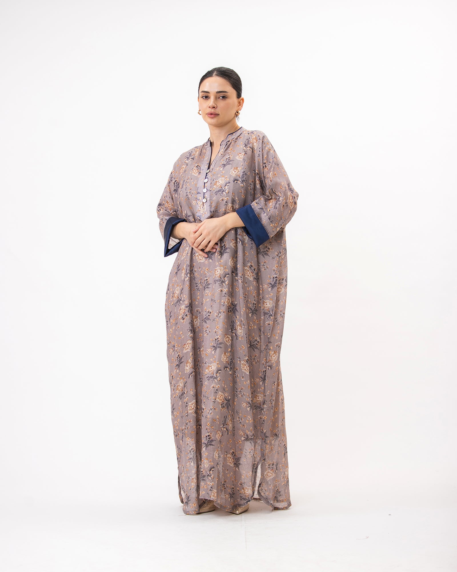 Haneen – Printed Linen Kaftan Dress