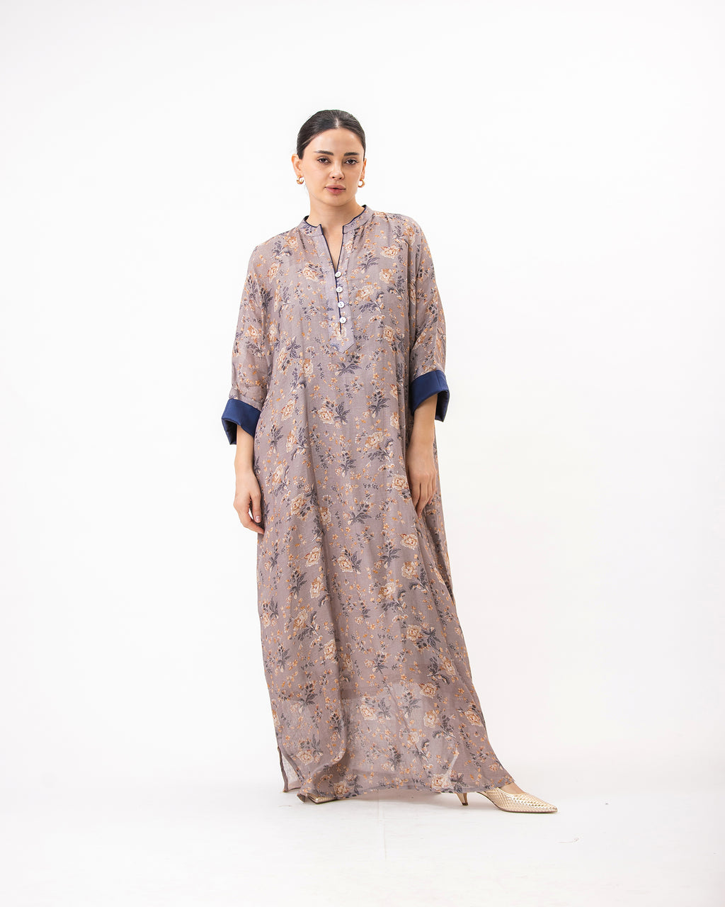  Haneen – Printed Linen Kaftan Dress