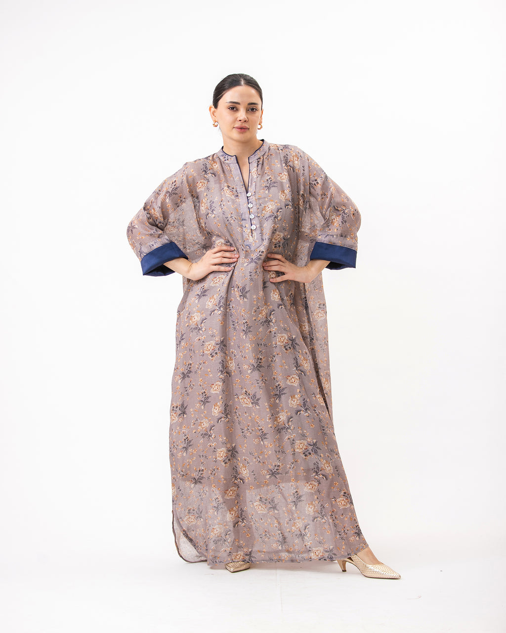  Haneen – Printed Linen Kaftan Dress