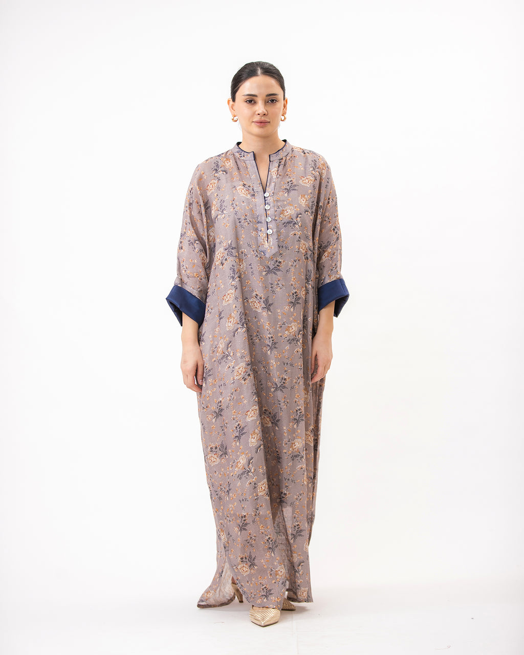  Haneen – Printed Linen Kaftan Dress