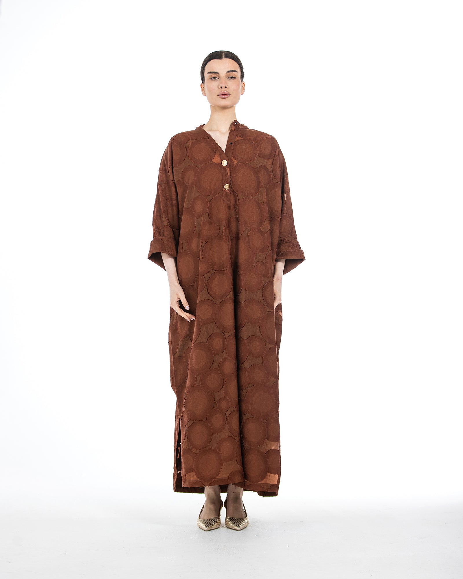 Manal – Buttoned Viscose Kaftan Dress