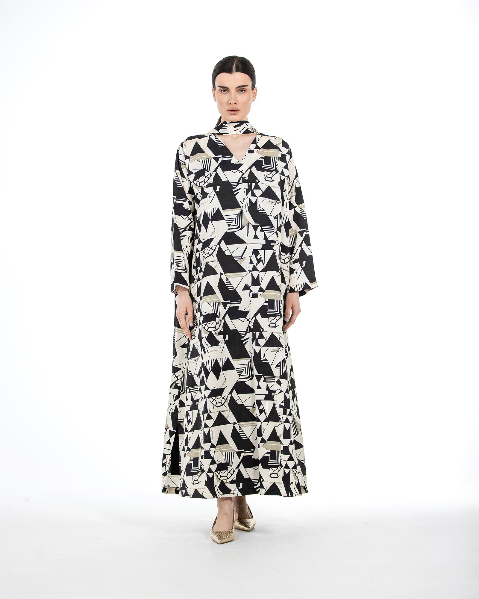 Suha – Abstract Printed Linen blend Dress
