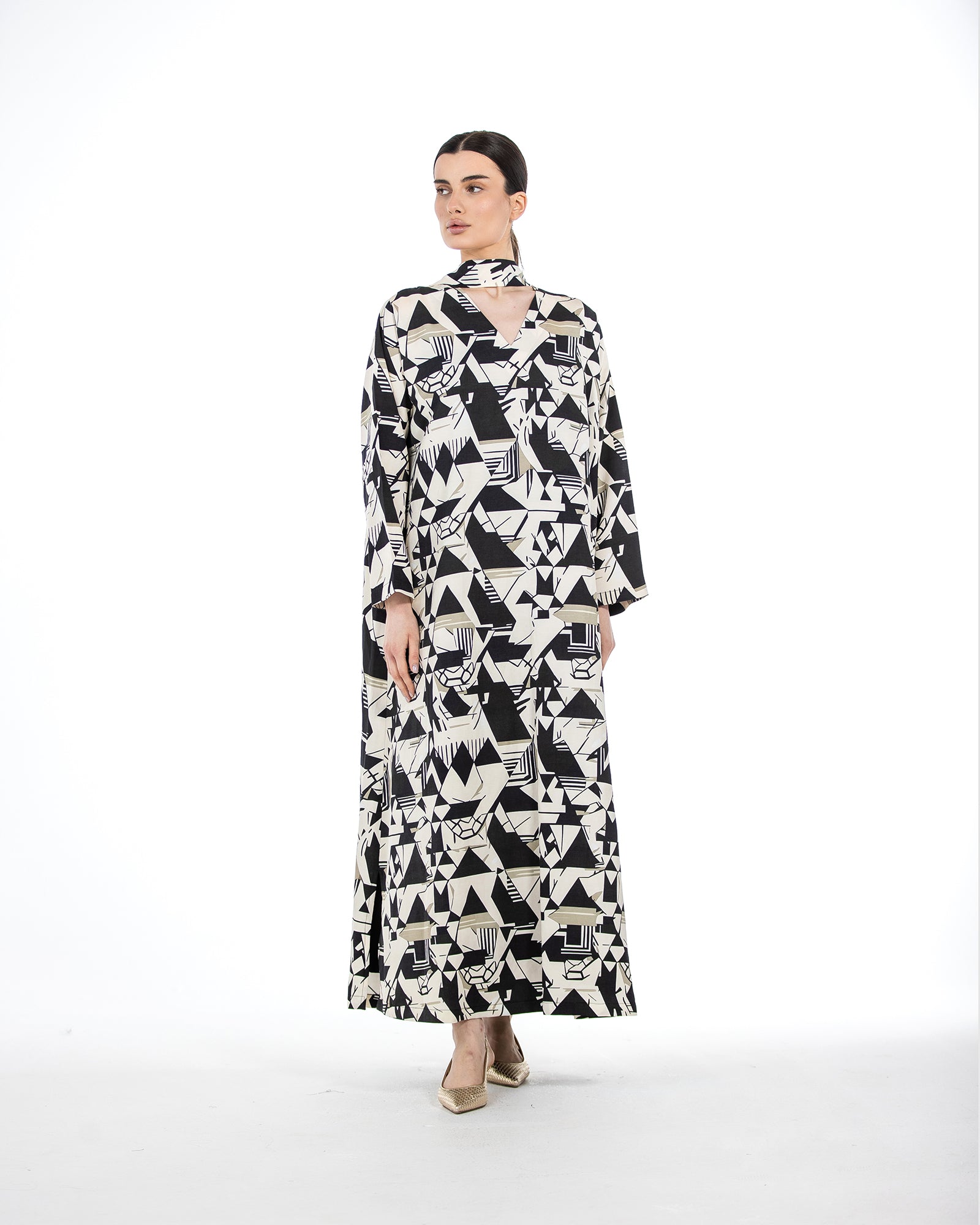 Suha – Abstract Printed Linen blend Dress