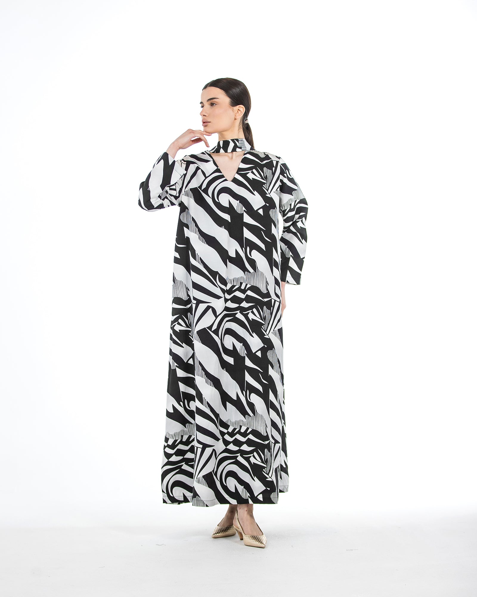Suha – Abstract Printed Linen blend Dress